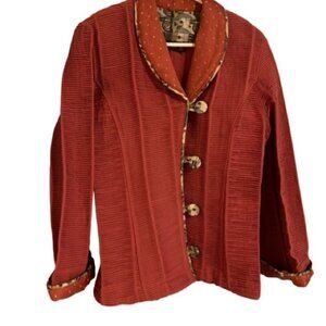 Artist Reddish Orange Pleated Button Up Blazer